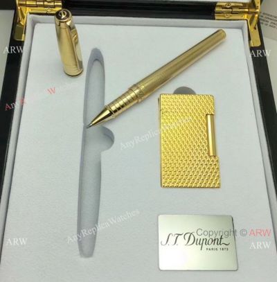 Wholesale Replica S.T.Dupont Set - Gold Lighter and Pen